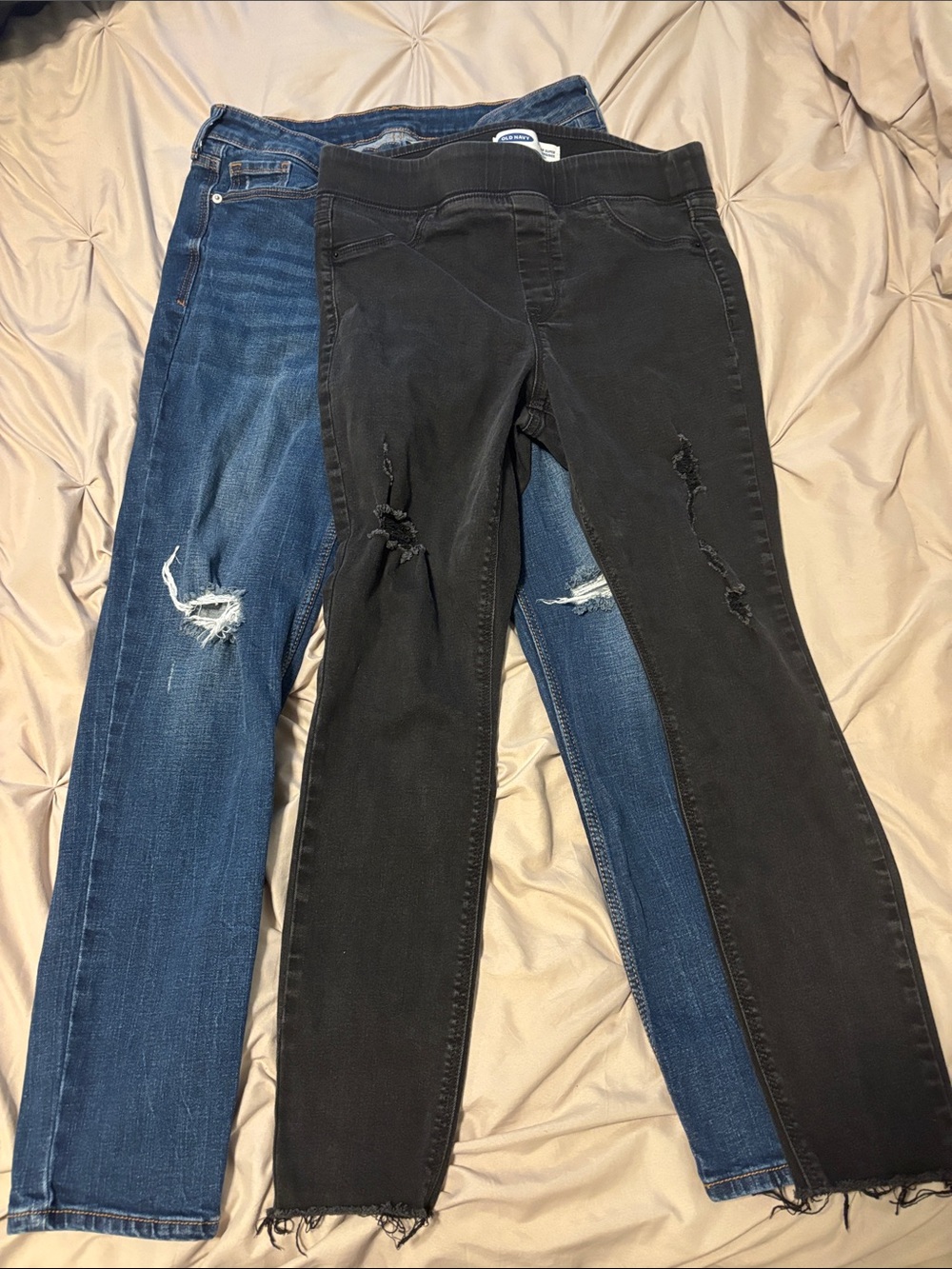 Women's Blue Jeans and Black Distressed Stretch Jeans - Comfortable Everyday Fit